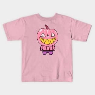 Pink Zombie Pumpkin Man of Halloween Kids T-Shirt